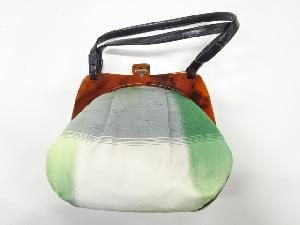 リサイクル　手織り紬格子模様織出し和装バッグ